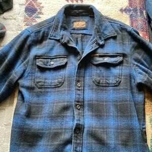 Blue and Black Plaid Button-Up Shirt
